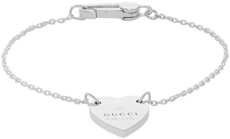 gucci trademark heart chain bracelet sterling silver|Trademark bracelet with heart pendant in Undefined Sterling Silver .